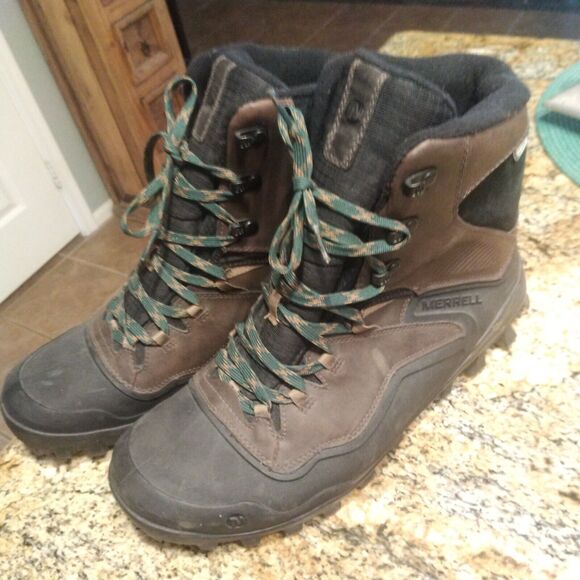 Merrell Fraxion Shell 8 Insulated Waterproof Winter Boots Brown Men's 11.5 EUC - Picture 1 of 12